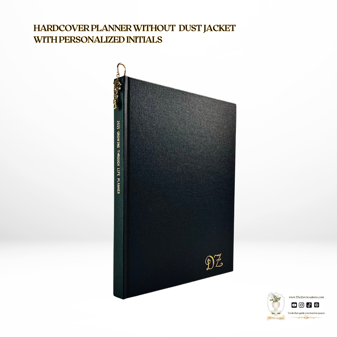 2025 Growing Through Life Planner - Black Linen Hardcover | Your Personal Companion for a Year of Growth