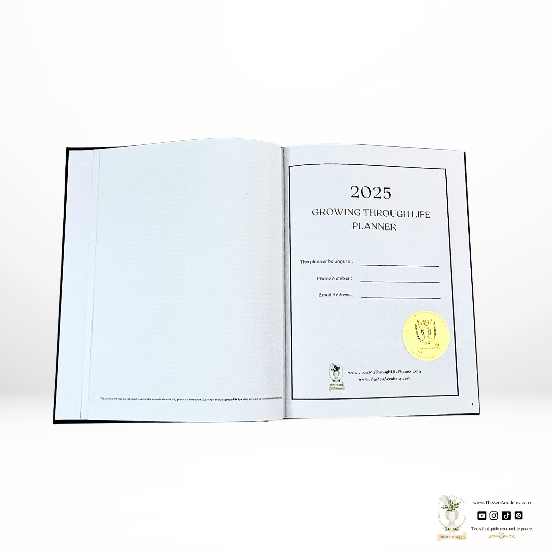 2025 Growing Through Life Planner - Black Linen Hardcover | Your Personal Companion for a Year of Growth