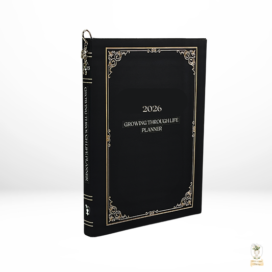 2026 Growing Through Life Planner - Black Linen Hardcover | Your Personal Companion for a Year of Growth