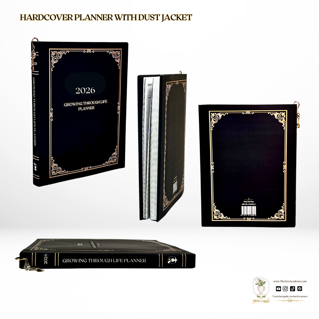 2026 Growing Through Life Planner - Black Linen Hardcover | Your Personal Companion for a Year of Growth