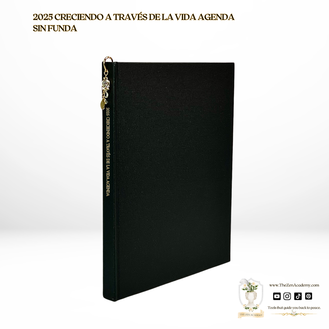Agenda 2025 Creciendo a Través de La Vida - Tapa dura de lino negro | Tu compañero personal para un año de crecimiento.