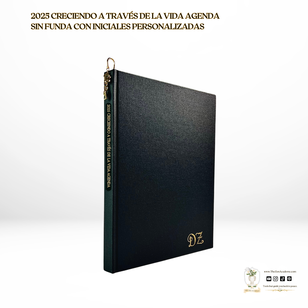 Agenda 2025 Creciendo a Través de La Vida - Tapa dura de lino negro | Tu compañero personal para un año de crecimiento.