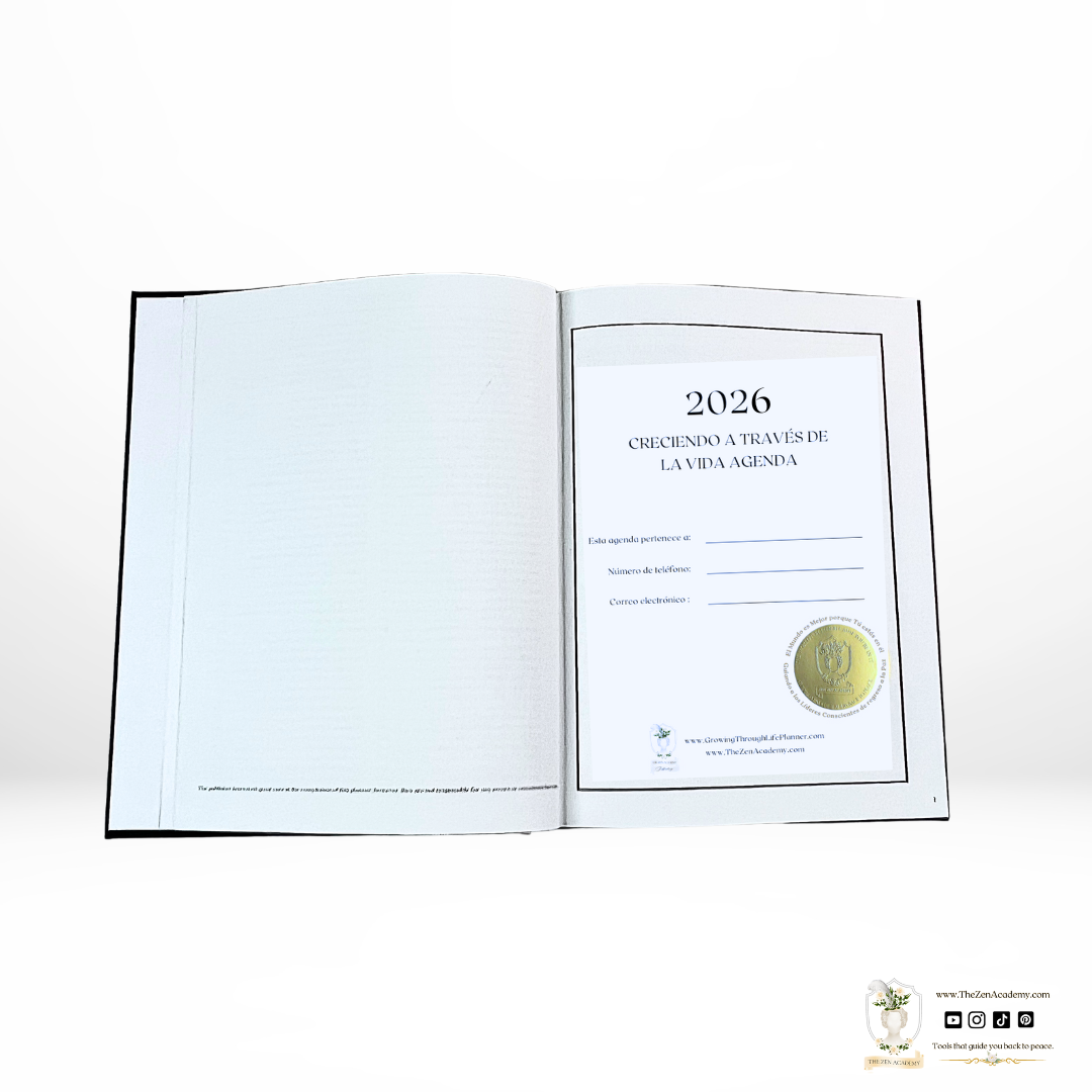 2026 Creciendo a Través de La Vida Agenda - Tapa dura de lino negro | Tu compañero personal para un año de crecimiento