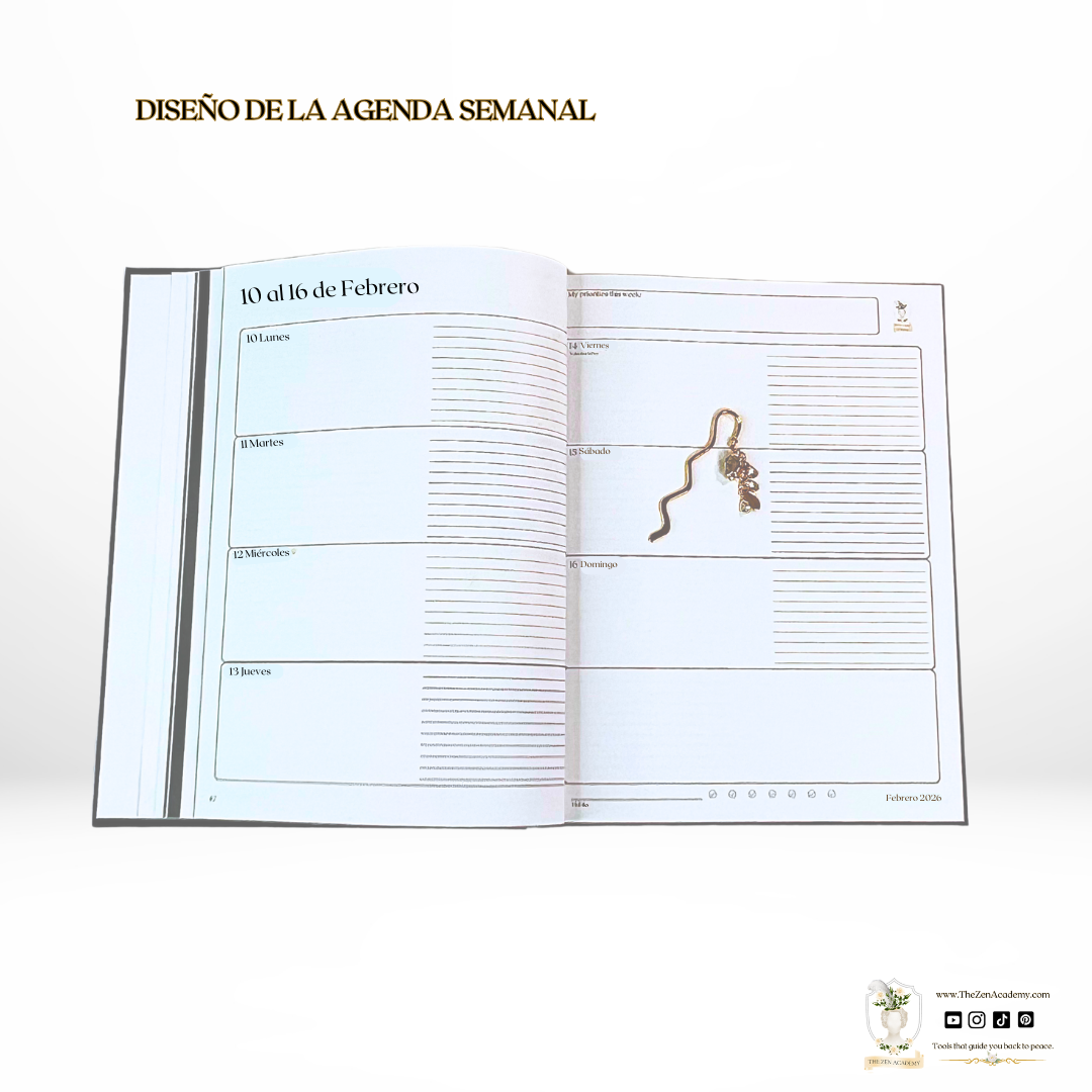 2026 Creciendo a Través de La Vida Agenda - Tapa dura de lino negro | Tu compañero personal para un año de crecimiento